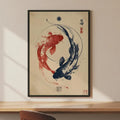 Japanese Koi Fish Flowers HD Art Poster – Self-Adhesive Wall Decor Art Wall Poster Axl White12 40X50cmNoframe