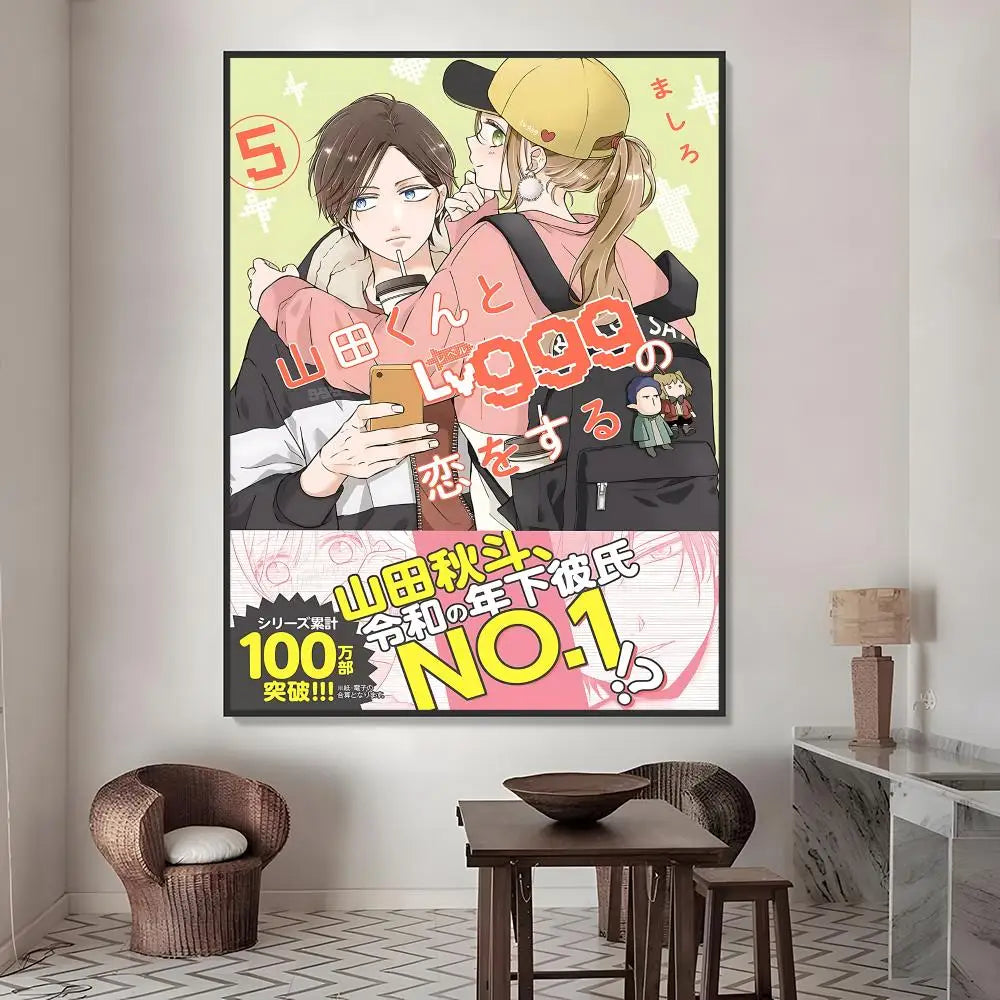 Yamada-kun at Lv999 Anime Poster HD Waterproof PVC Wall Sticker Anime Wall Sticker Axl White11 15X20cmNoframe