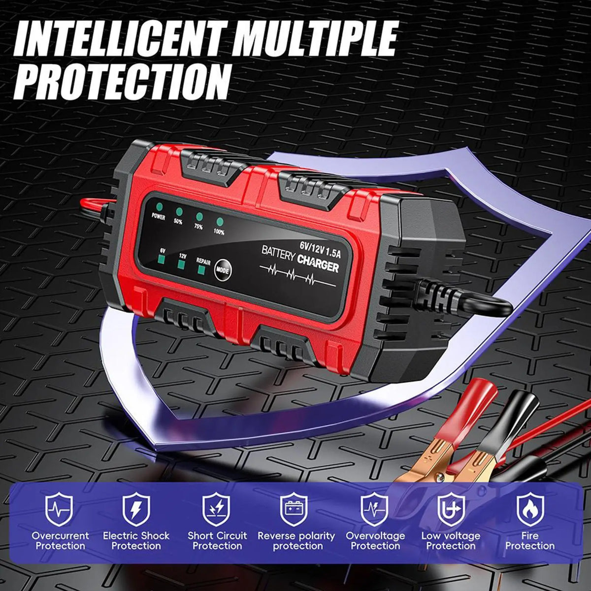 6V 12V Smart Battery Charger & Trickle Maintainer | Car & Motorcycle Battery Charger Maintainer Axl