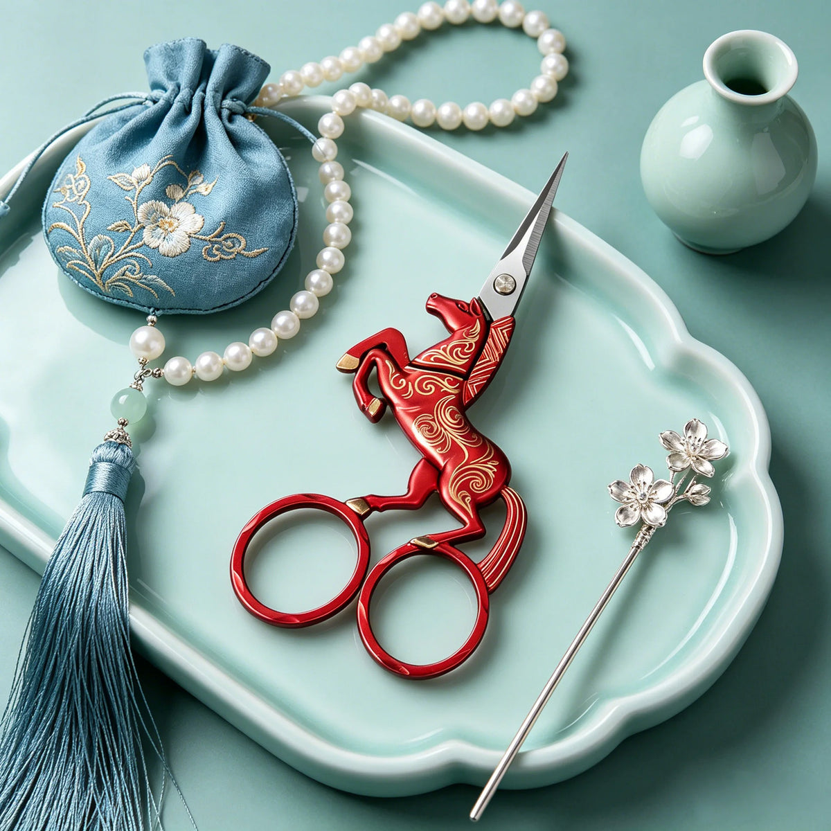 Horse-Shaped Sewing Scissors – Stainless Steel, 1 or 2 Pack Sewing Scissors Axl Scissors-Red
