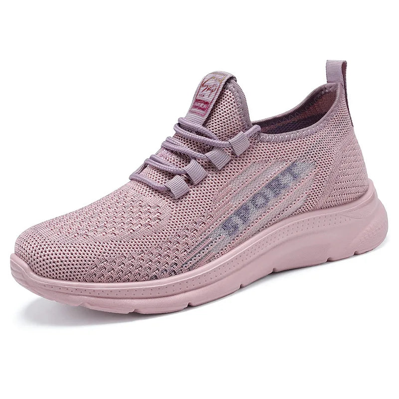Women's Platform Tennis Sneakers – Breathable Lace-Up Sport Shoes Platform Tennis Sneakers Axl Pink 37