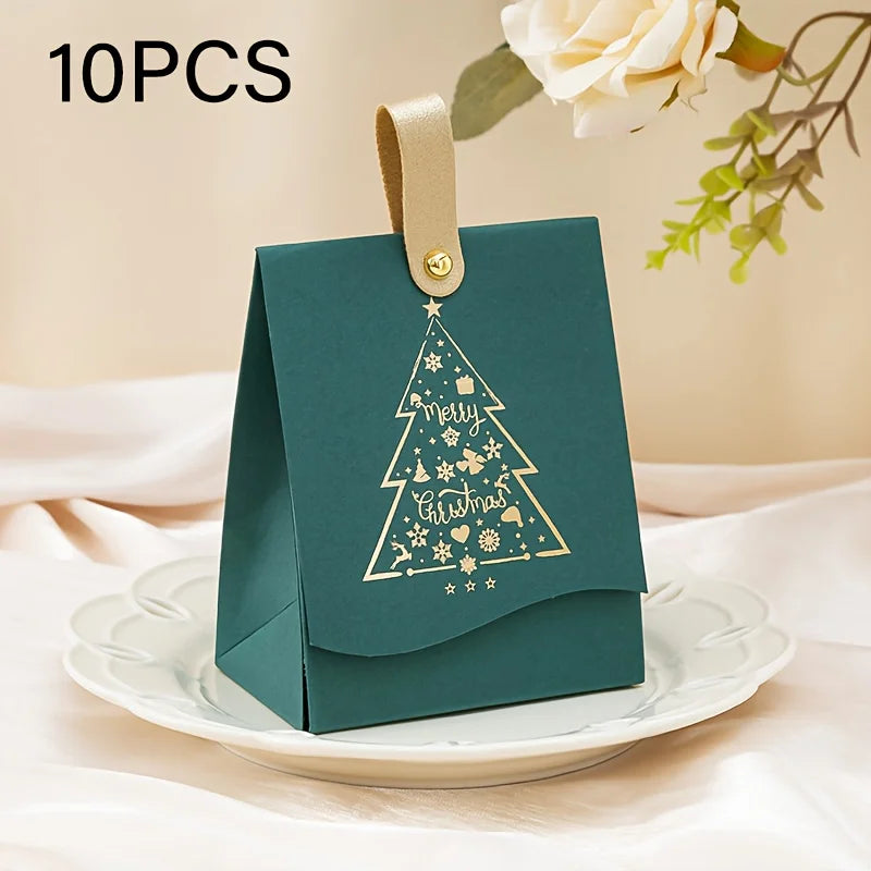 Christmas Gift Boxes with Leather Handles | Cookie & Candy Holiday Gift Box Axl Green-10pcs