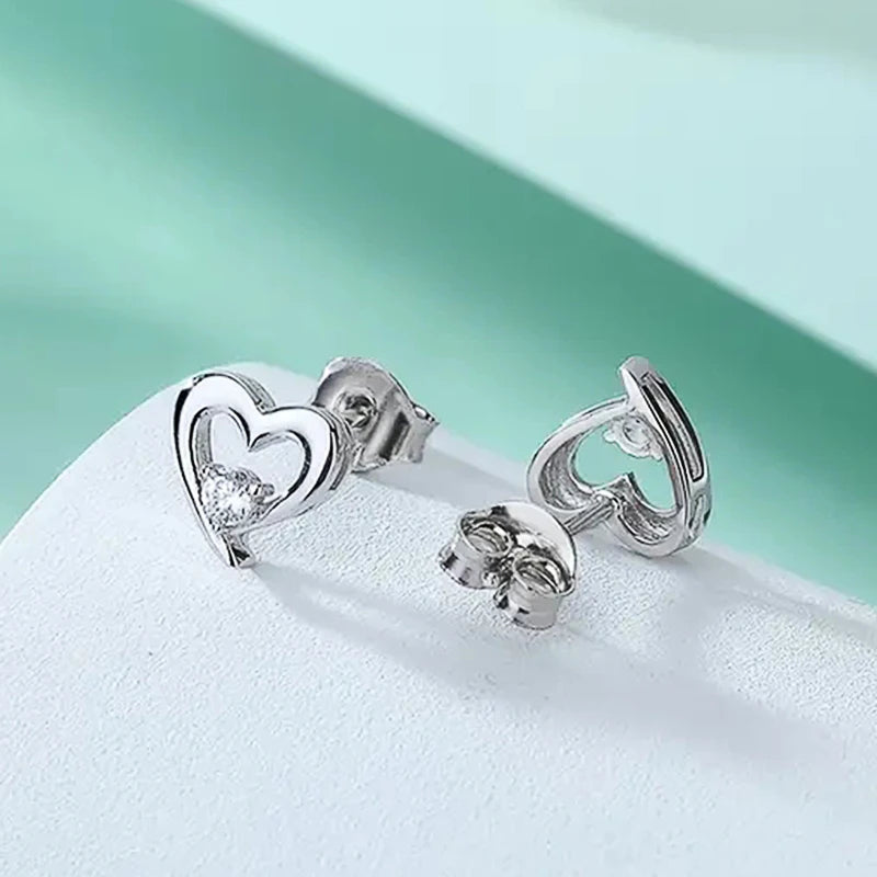 Huitan Cubic Zirconia Love Stud Earrings for Women Stud Earrings Axl