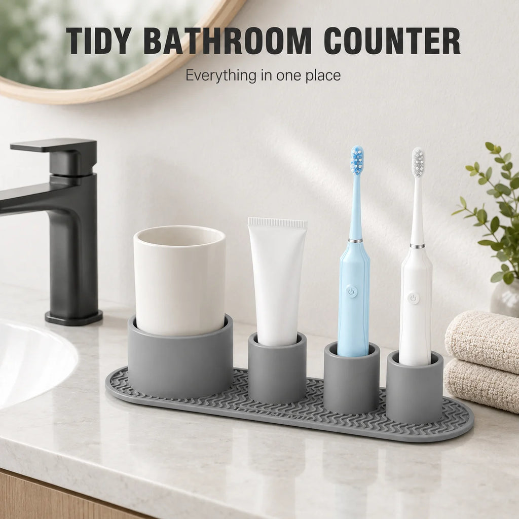Silicone Toothbrush Holder – Bathroom Countertop Organizer Toothbrush Holder Axl