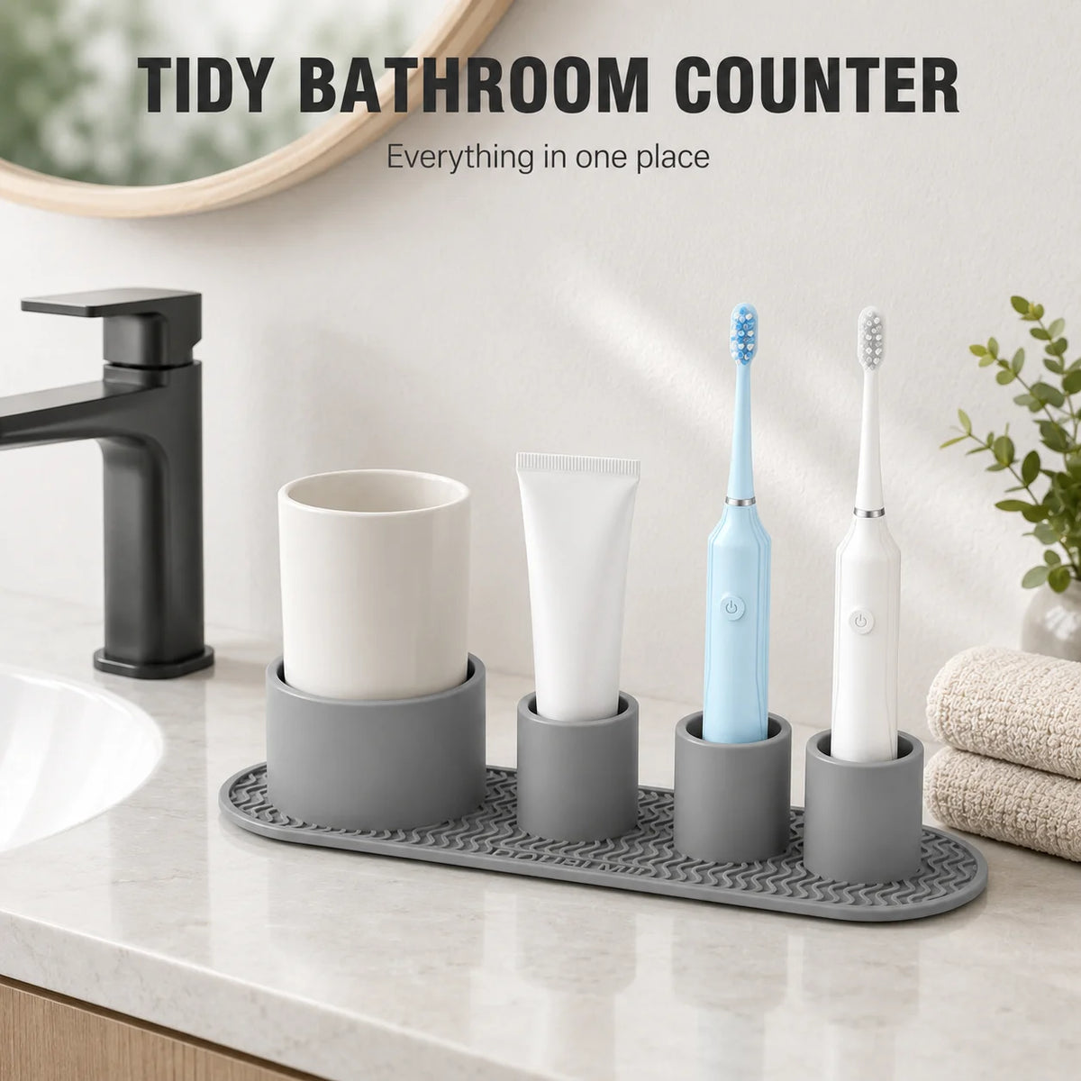 Silicone Toothbrush Holder – Bathroom Countertop Organizer Toothbrush Holder Axl