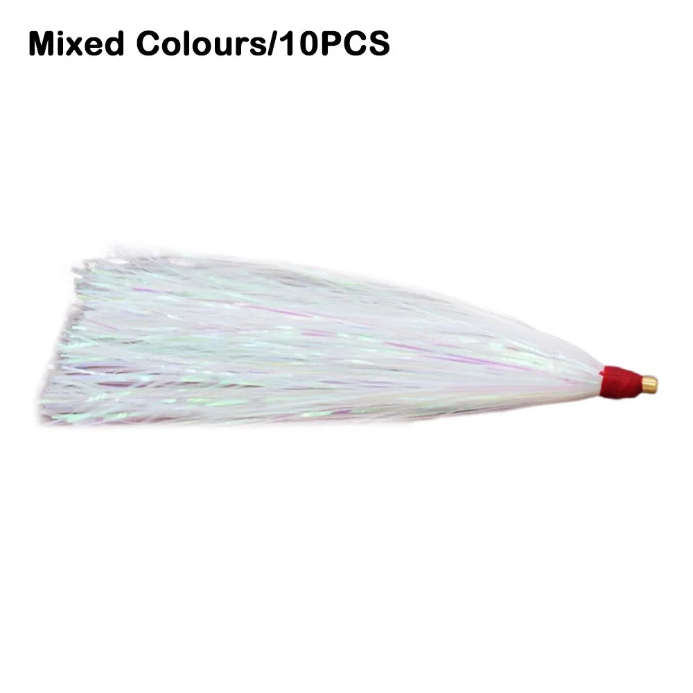 10-Piece Bucktail Teaser Jig Lures – Flash Skirt Bait Fishing Kit Fishing Lure Kit Axl Mixed Colours