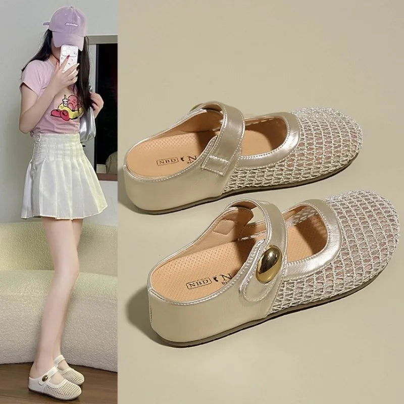 Women's Flat Ballet Mary Jane Shoes – Buckle Round Toe Ballet Flat Shoes Axl