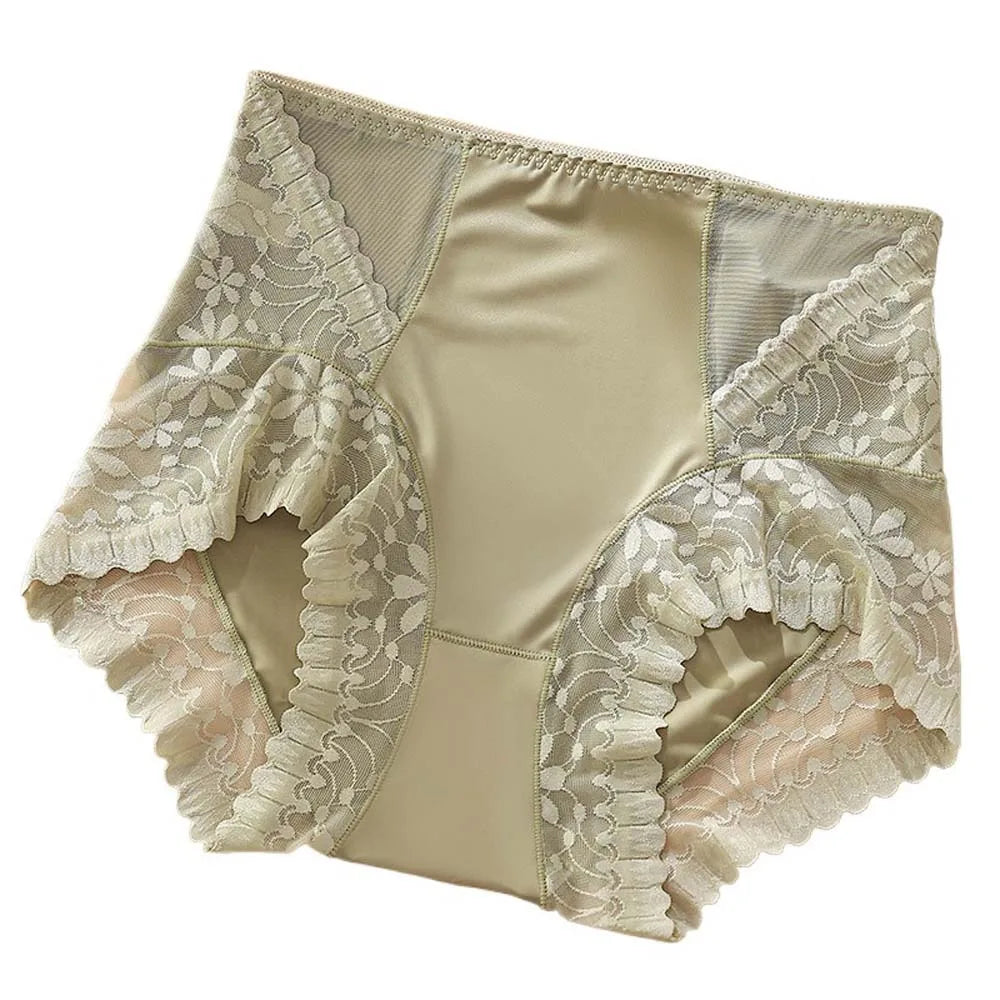 Women's Ice Silk High-Waist Lace Briefs | Smooth & Comfy Women's Silk Briefs Axl Green M 1pc