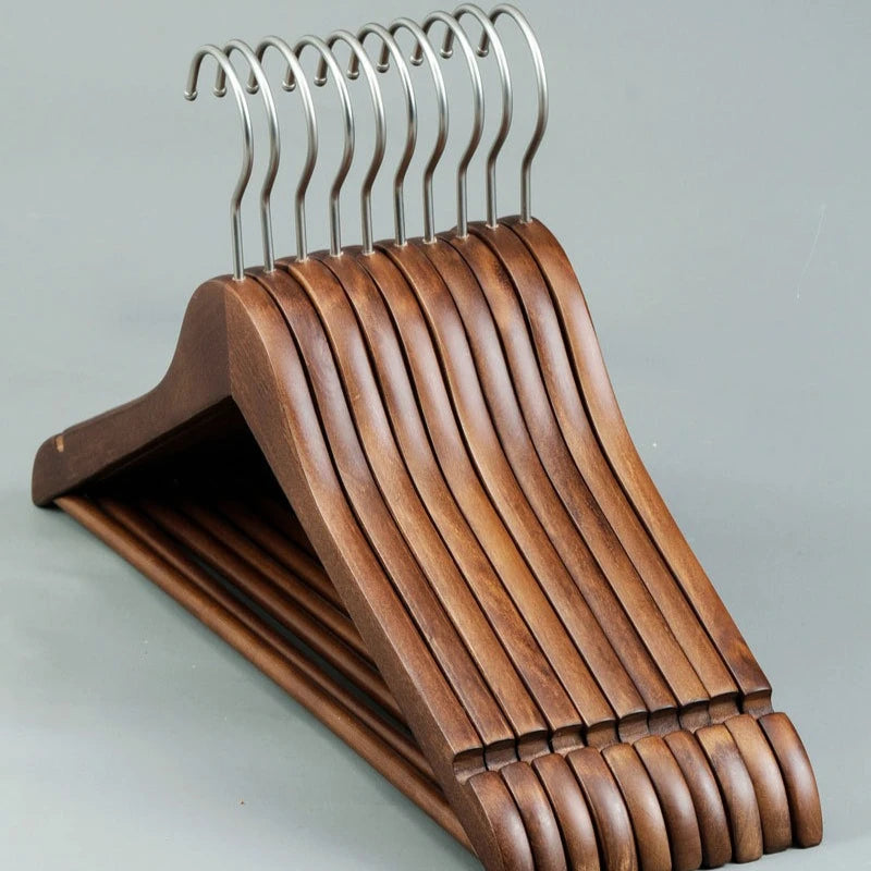 Wooden Clothes Hangers Set of 10 – Retro Closet Organizer Wooden Clothes Hangers Axl