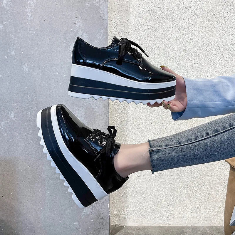 Women's Flat Platform Brogue Creeper Sneakers – Thick Sole Platform Sneakers Axl