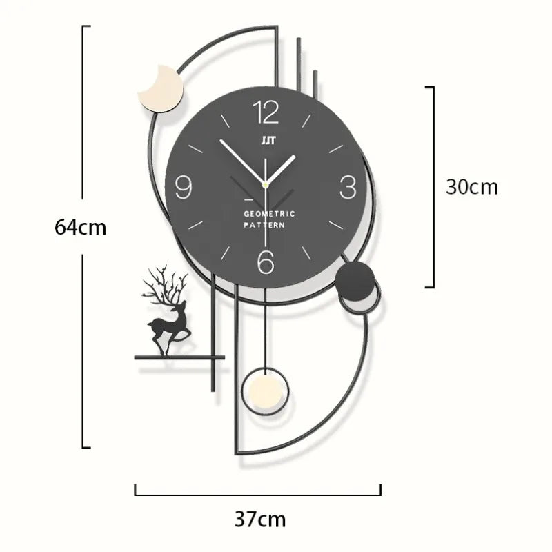 Modern Silent Wall Clock – Nordic Metal Minimalist 37x64cm Silent Wall Clock Axl 37x64CM