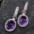 Huitan Purple CZ Drop Earrings – Sparkling Wedding Jewelry Drop Earrings Axl E5646
