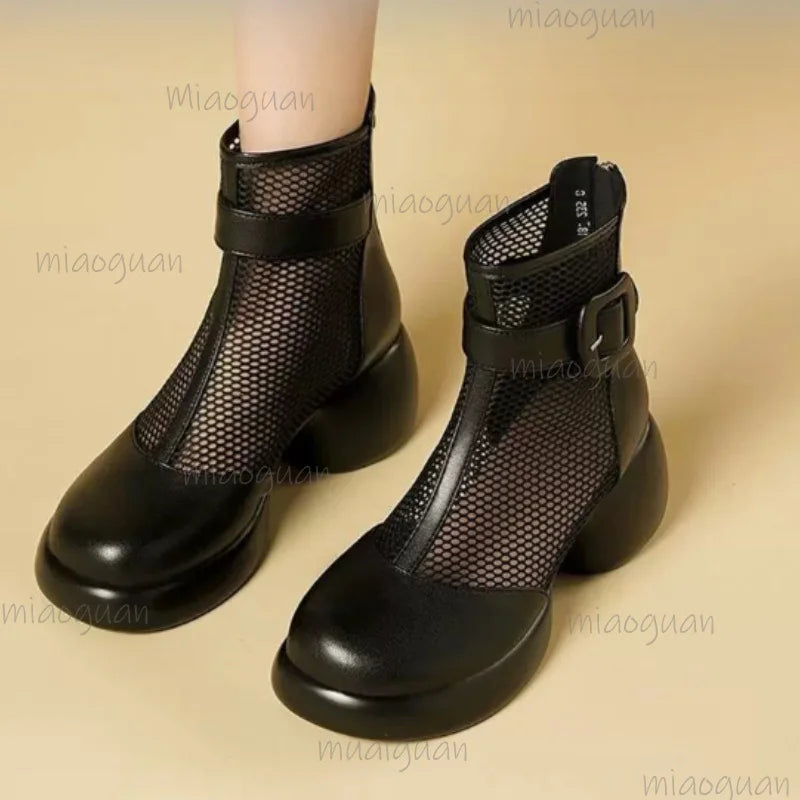 Women's Roman Gladiator Sandal Boots | Wedge Mesh Platform Gladiator Sandal Boots Axl