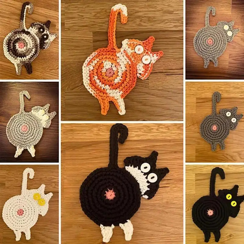 Cat Butt Cloth Coaster – Non-Slip Cup Mat & Home Table Decor Novelty Drink Coaster Axl