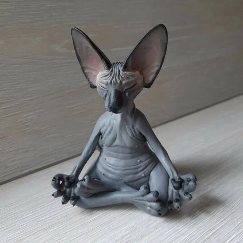 Whimsical Buddha Cat Statue – Resin Yoga Garden Sculpture Garden Sculpture Axl