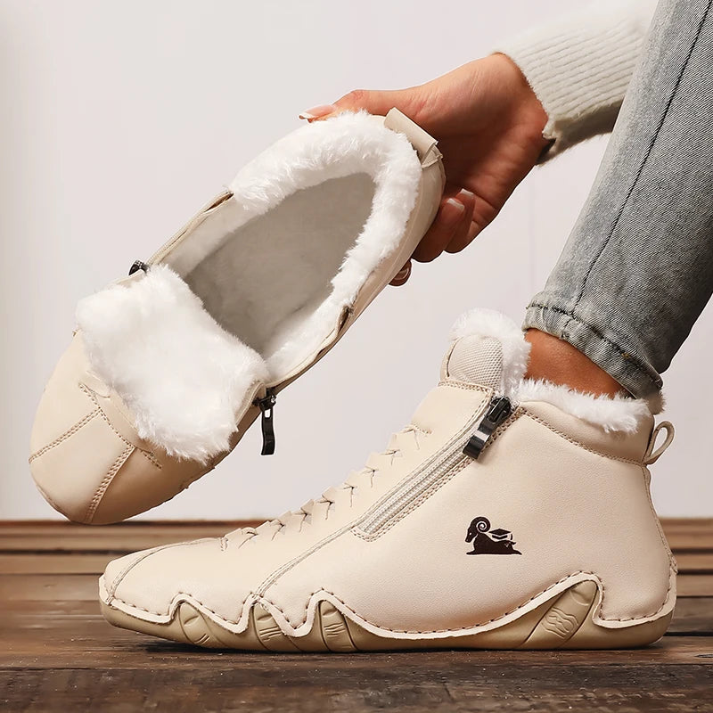 Women's High-Top Faux Fur Ankle Boots – Light Blue Winter Faux Fur Ankle Boots Axl