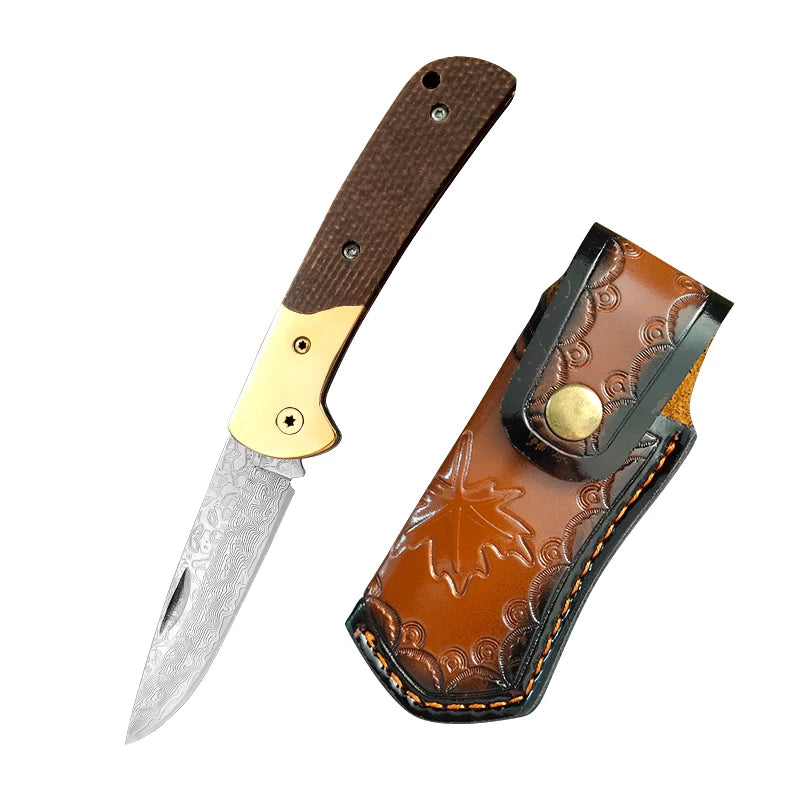 InLeung Damascus Steel Boning & Kitchen Cleaver Knife Damascus Kitchen Knife Axl BT Folding Knife
