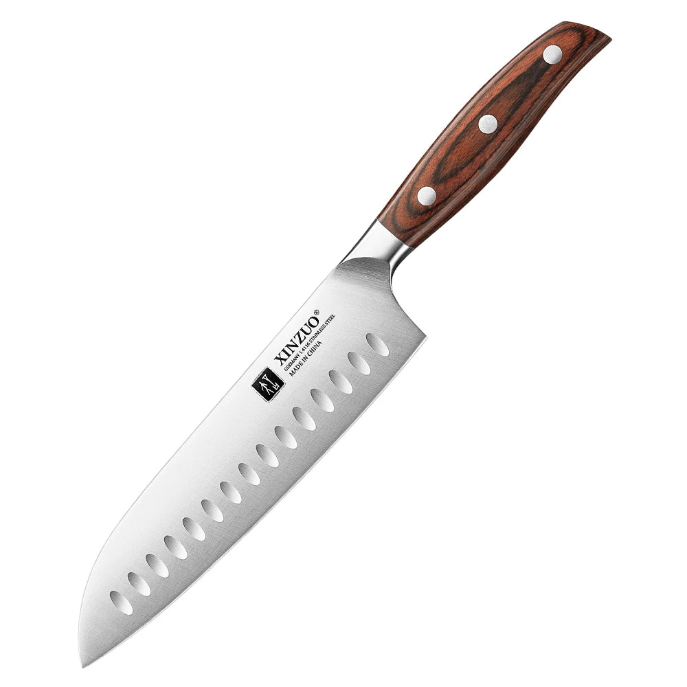 XINZUO 3PC German Steel Knife Set – Santoku, Bunka & Utility Kitchen Knife Set Axl 1pc Santoku Knife