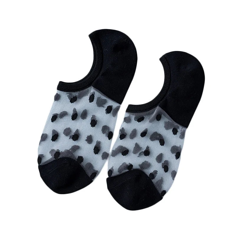 Women's Polka Dot Ankle Socks – 5 Pairs Bamboo Fiber Low Cut Women's Ankle Socks Axl