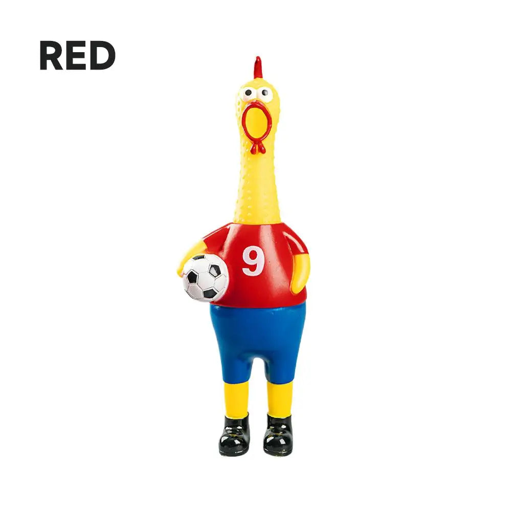 Screaming Soccer Chicken Squeeze Toy – Funny Party Gift Novelty Squeeze Toy Axl Red
