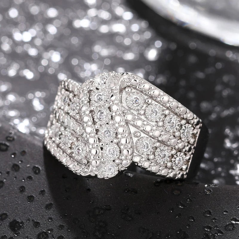 Huitan Knot Wedding Ring – Cubic Zirconia for Women Fashion Ring Axl