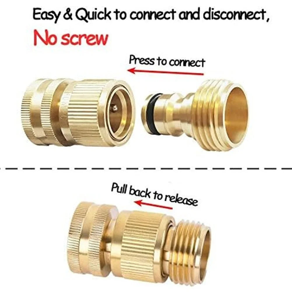 Brass 3/4" GHT Quick Connect Garden Hose Coupler Fitting Garden Hose Fitting Axl
