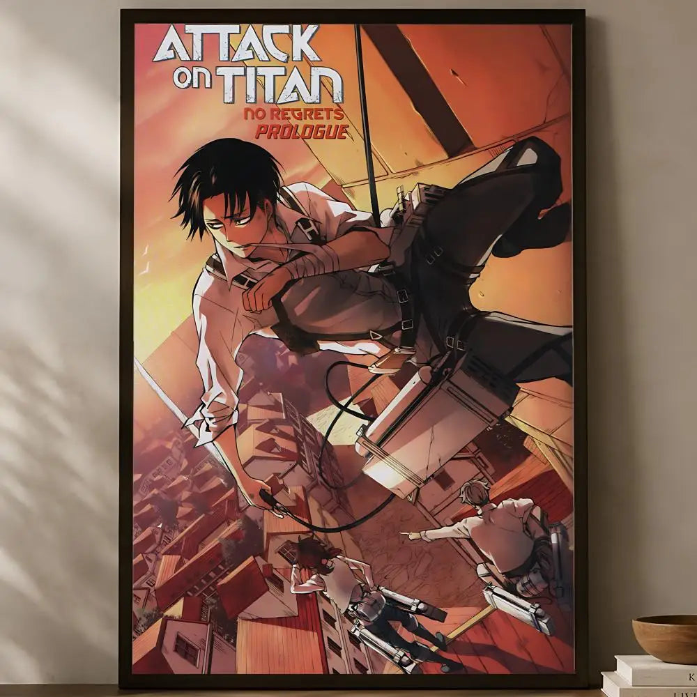 Levi Ackerman Self-Stick HD Anime Wall Art Poster | Waterproof Anime Wall Poster Axl White02 60X90cmNoframe