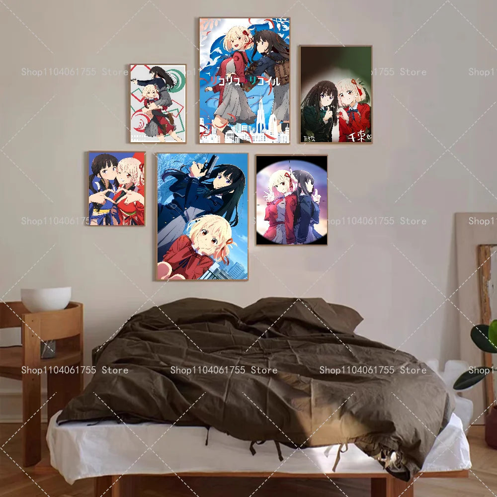 Lycoris Recoil Anime Wall Poster – Self-Adhesive Waterproof Sticker Anime Wall Poster Axl