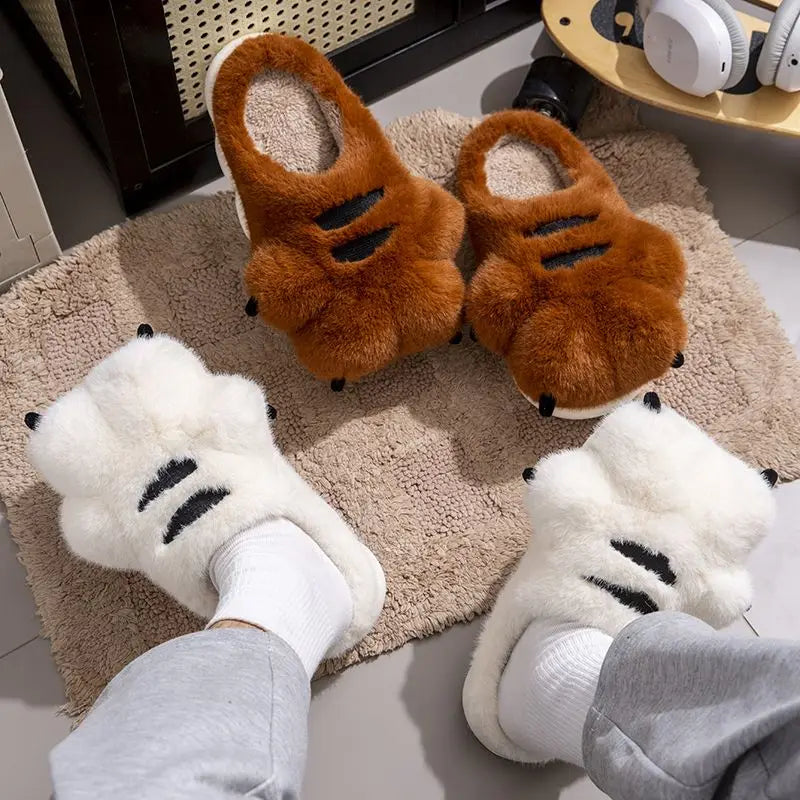 Lorilury Tiger Claw Fuzzy Faux Fur Slippers – Unisex Indoor Slides Novelty Fuzzy Slippers Axl