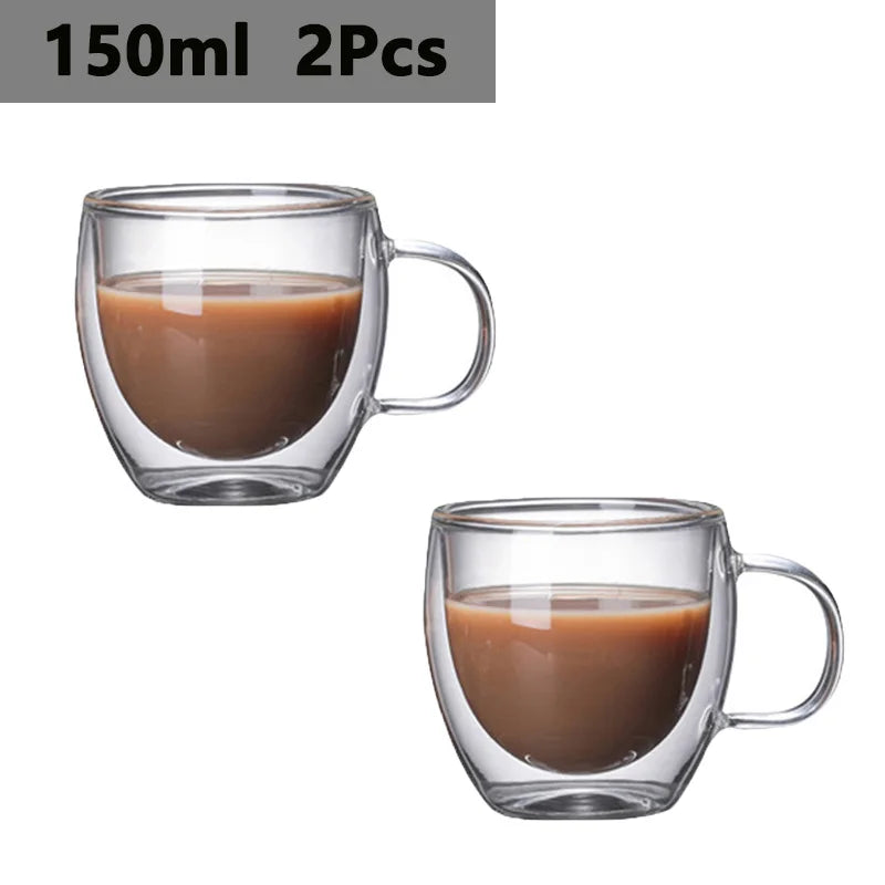 KEMORELA Double Wall Glass Cups – Coffee, Tea & Whiskey Set Double Wall Glass Cups Axl 2PCS 150ML 150-350ml