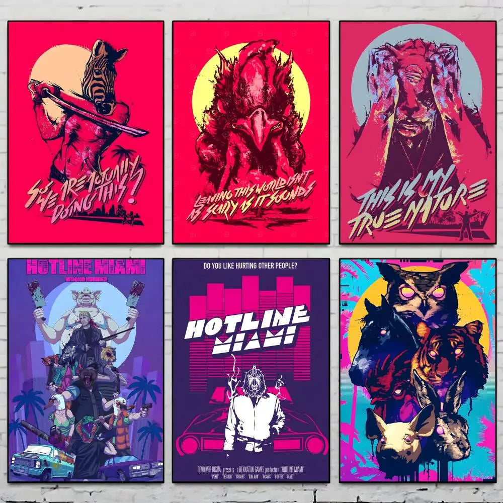 Hotline Miami Game Poster – HD Self-Adhesive Wall Art Sticker Wall Art Poster Axl