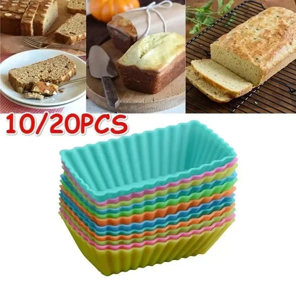 10-Piece Colorful Silicone Rectangular Muffin Molds | Baking Set Silicone Baking Molds Axl