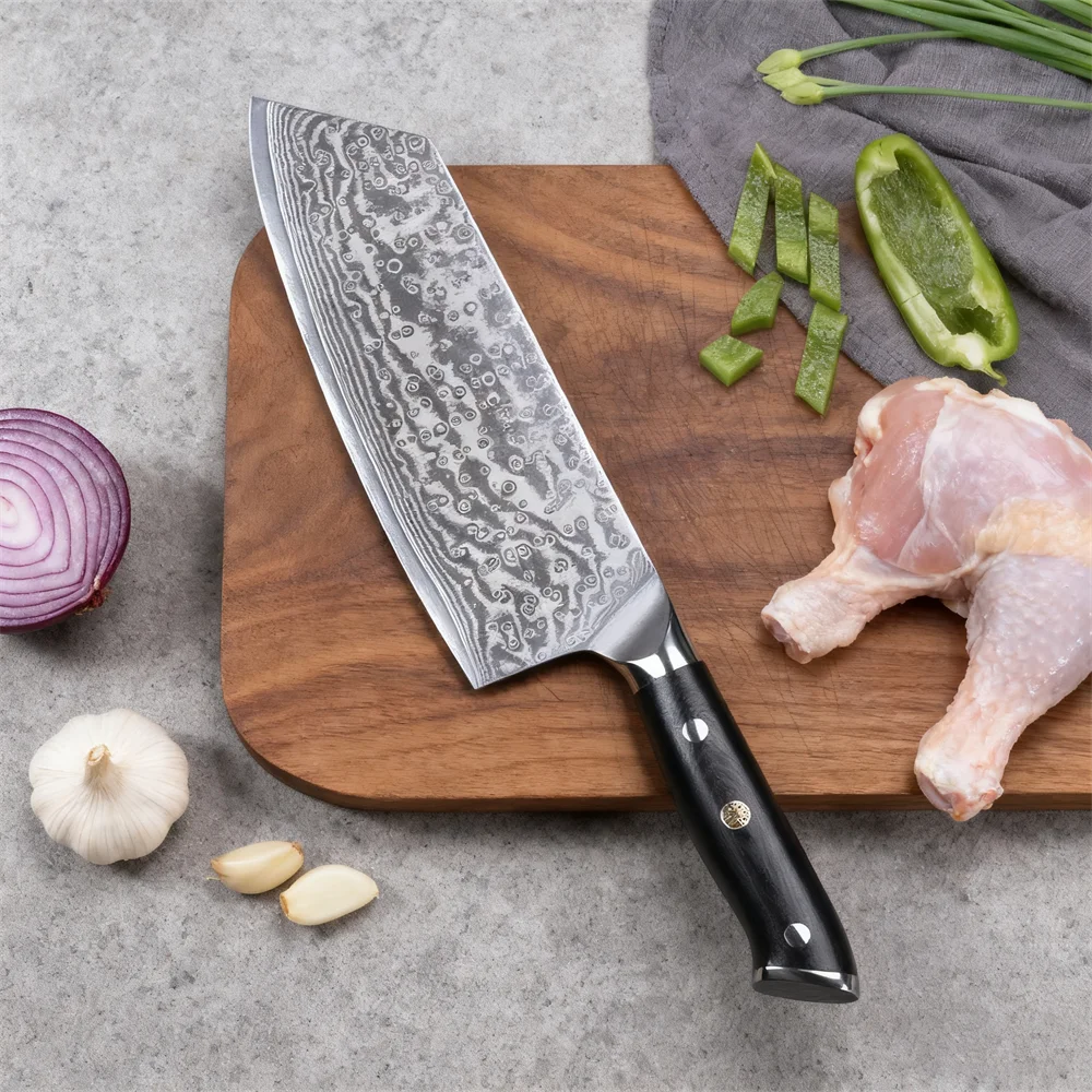 67-Layer Damascus Steel Chef Cleaver Knife – Sharp 19.3cm Damascus Chef Knife Axl