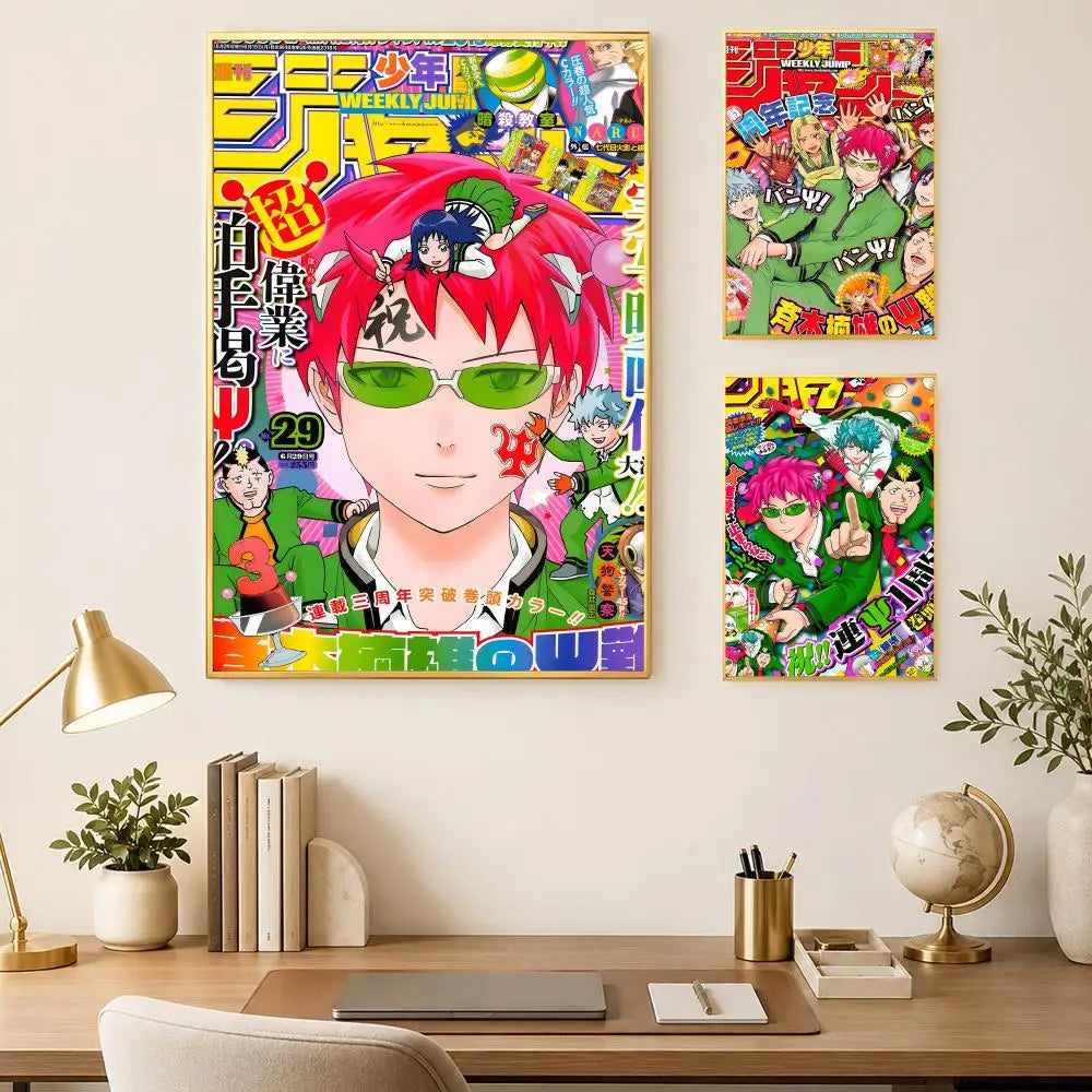 Saiki K Self-Stick HD PVC Wall Art Poster – Waterproof Decor Anime Wall Poster Axl