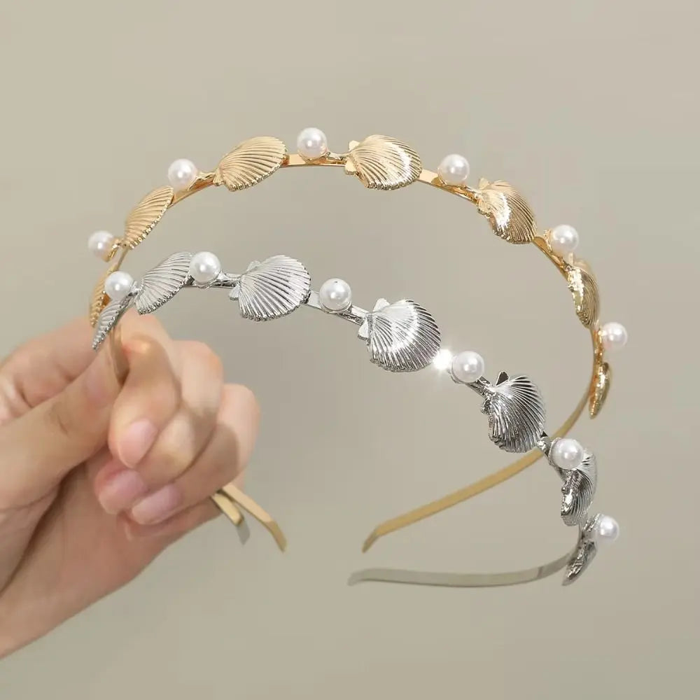 Pearl Starfish Shell Hair Hoop – Gold & Silver Tiara Headband Hair Tiara Headband Axl