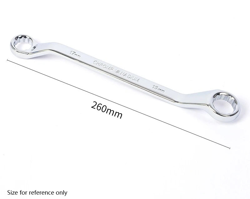 Double End Offset Ring Spanner – Chrome Vanadium Steel Wrench Box End Wrench Axl 17-19mm