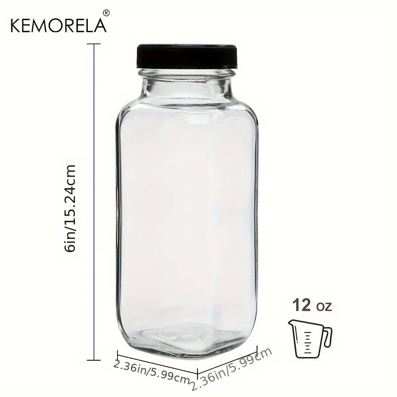 KEMORELA 350ml Vintage Glass Bottles – Airtight & Leakproof 2/4pk Glass Storage Bottles Axl