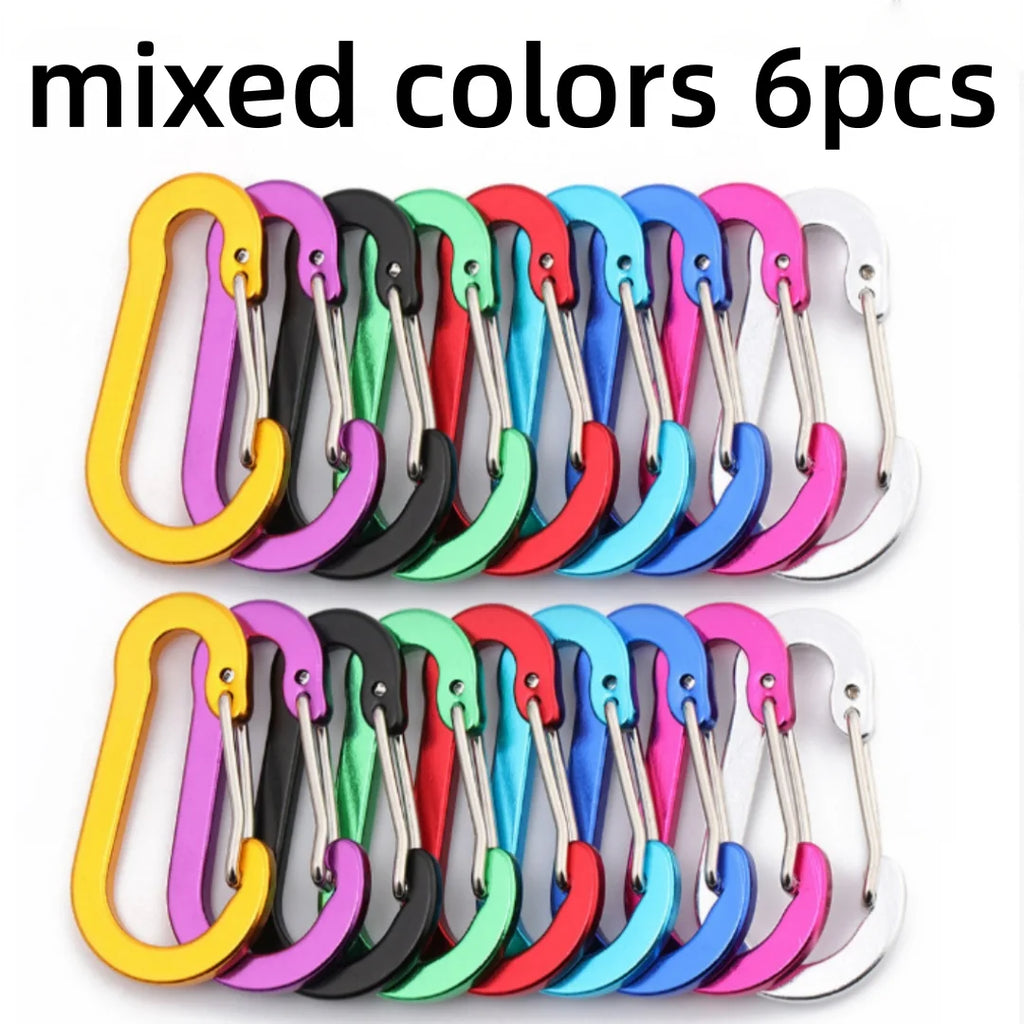 6-Pack Aluminum Carabiner Clips – Camping, Keychain & Backpack Carabiner Clip Set Axl mixed colors 6pcs