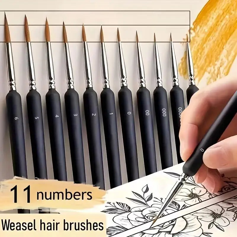 11 Micro Detail Paint Brushes – Acrylic, Oil, Watercolor & Nail Detail Paint Brushes Axl