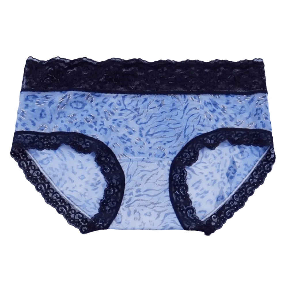 Women's Lace Mesh Briefs – Mid-Rise Ice Silk Leopard Panties Women's Briefs Axl Blue M 1pc