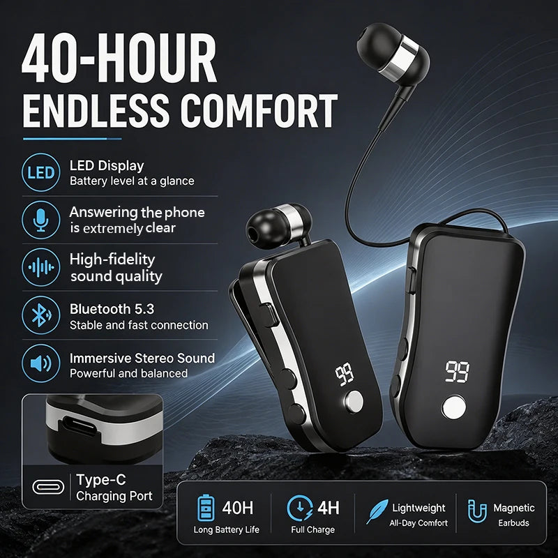 X-100 Wireless In-Ear Headphones | Retractable Sports Earbuds Wireless In-Ear Earbuds Axl