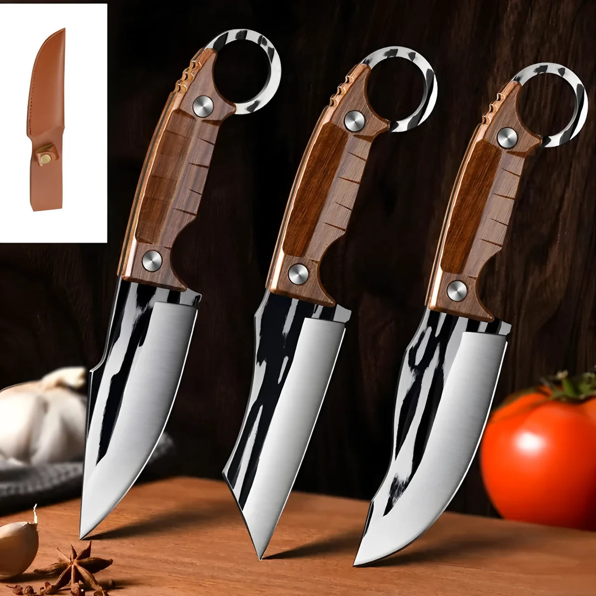 Stainless Steel Kitchen Knife Set – Cleaver, Boning & Fruit Kitchen Knife Set Axl Knife-3pcs