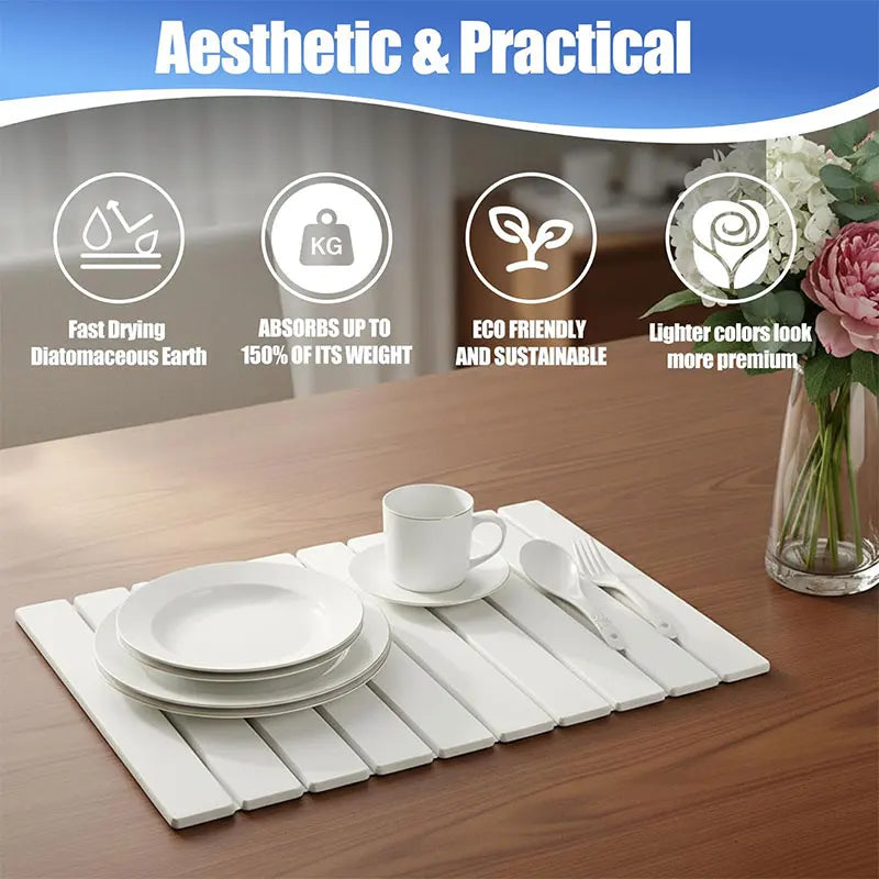 Diatomaceous Earth Dish Drying Mat – Foldable Non-Slip Stone Pad Dish Drying Mat Axl