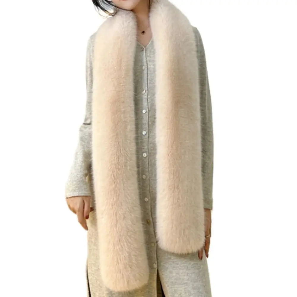 Vintage Faux Fur Long Scarf 180cm – Soft Luxury Wrap Shawl Faux Fur Scarf Axl
