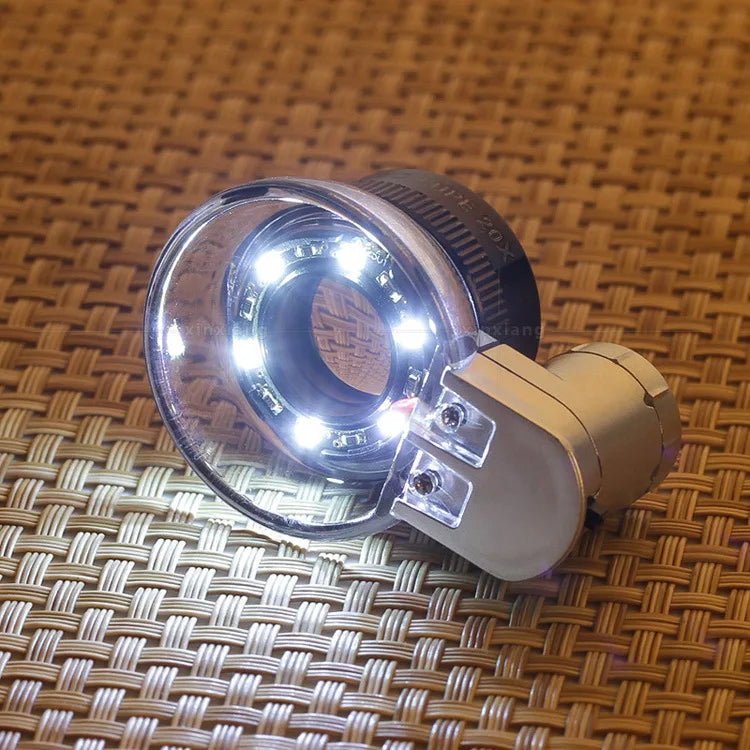 20X LED Magnifier – Optical Glass Loupe with 6 LED Lights Jeweler Magnifier Loupe Axl