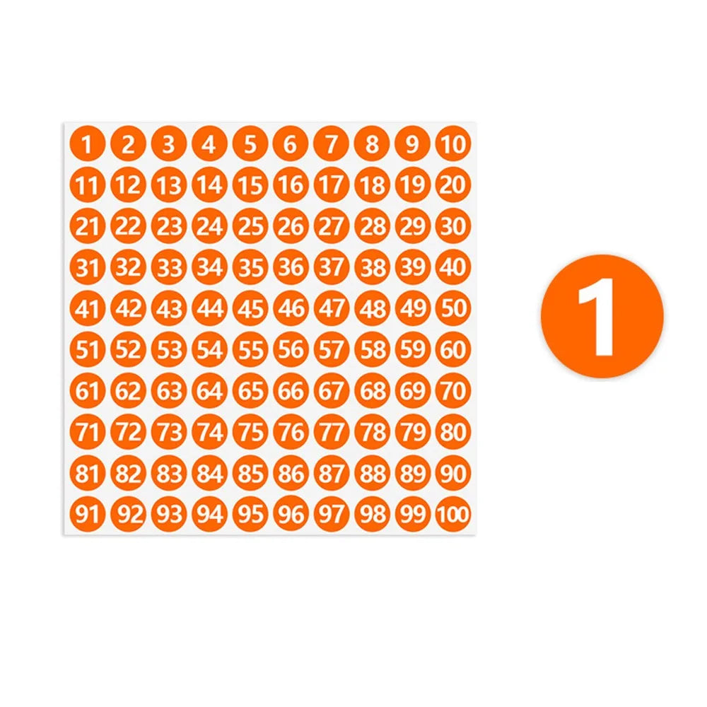 100 Sheets Self-Adhesive Number Stickers 1–100 | Sorting Labels Number Label Stickers Axl Orange-White