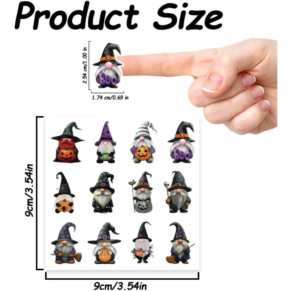 Halloween Gnome Stickers 240pc – Self-Adhesive Party Decor Set Decorative Stickers Axl
