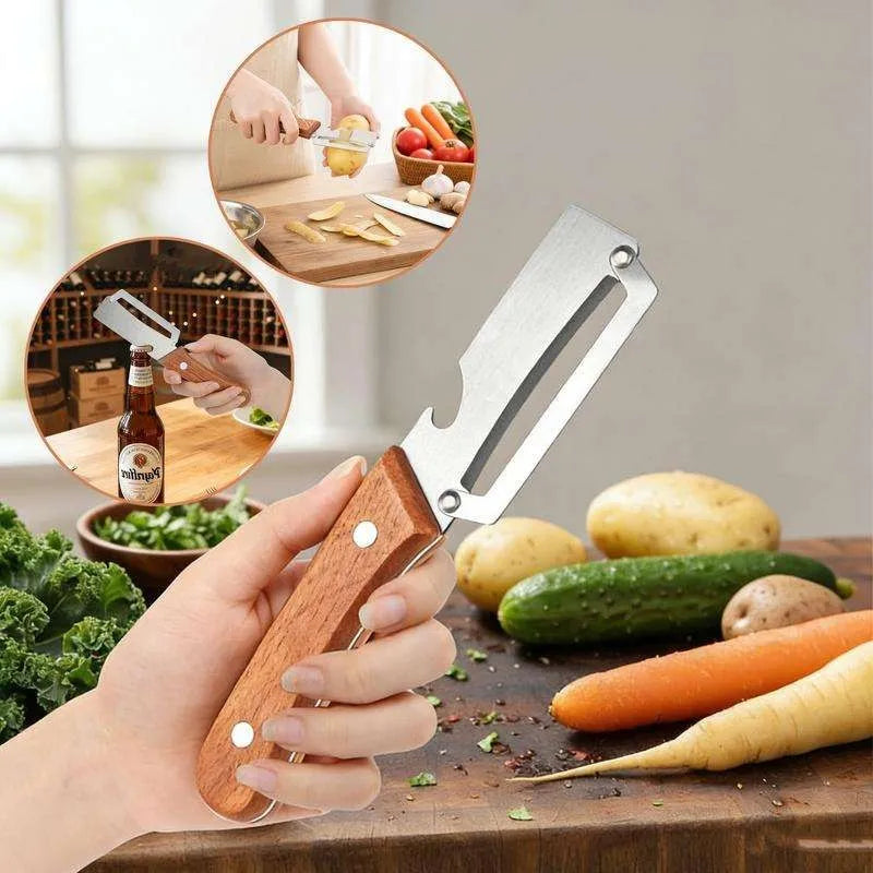Stainless Steel Fruit Peeler with Redwood Handle | 1–10 Pcs Fruit Vegetable Peeler Axl