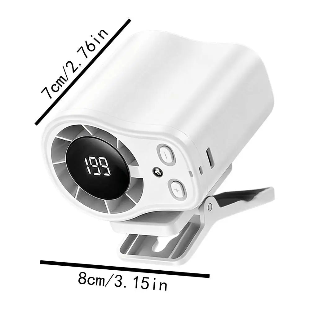 Clip-On Fan 199 Speeds LED Display | USB Rechargeable Portable Clip-On Portable Fan Axl White