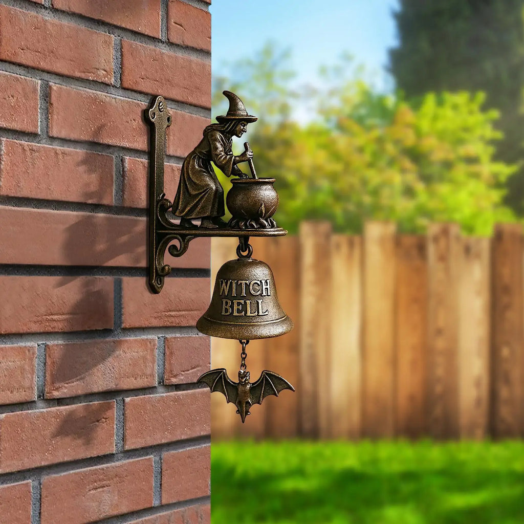 Witch Dachshund Outdoor Dinner Bell | Retro Farmhouse Door Chime Decorative Door Bell Axl